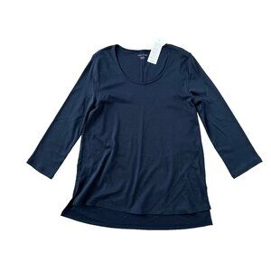 Eileen Fisher Sleepwear U-Neck Organic Cotton Shirt Indigo Blue ( XXS )